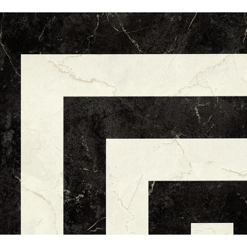 Edle Vliestapete mit Marmor in Schwarz & Weiß (Versace 6) (KG-177044)