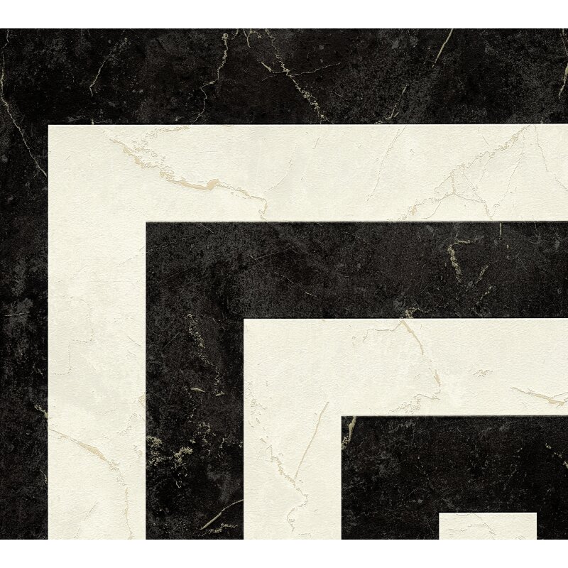 Edle Vliestapete mit Marmor in Schwarz & Weiß (Versace 6) (KG-177044)