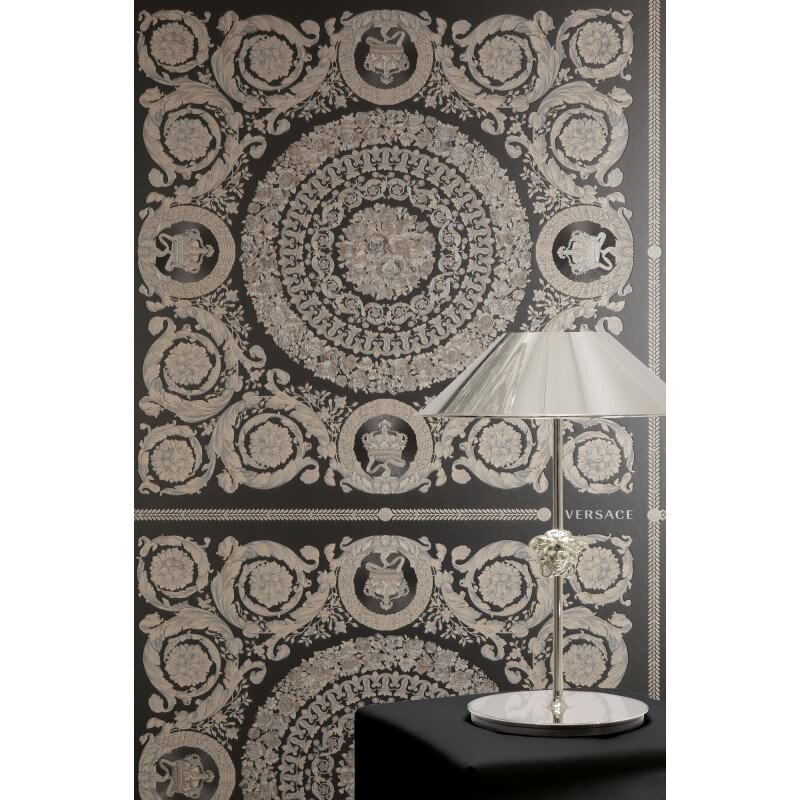 Stilvolle Art Déco-Tapete Schwarz mit Beige aus Versace 6 (KG-177051)