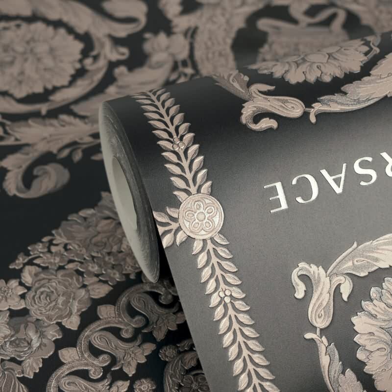 Stilvolle Art Déco-Tapete Schwarz mit Beige aus Versace 6 (KG-177051)