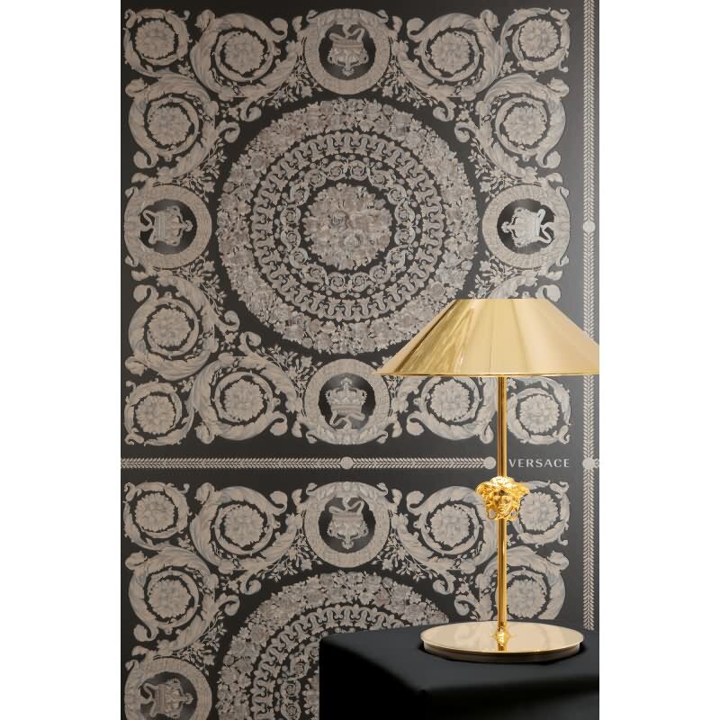 Stilvolle Art Déco-Tapete Schwarz mit Beige aus Versace 6 (KG-177051)