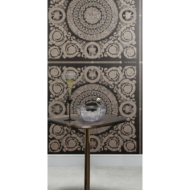 Stilvolle Art Déco-Tapete Schwarz mit Beige aus Versace 6 (KG-177051)