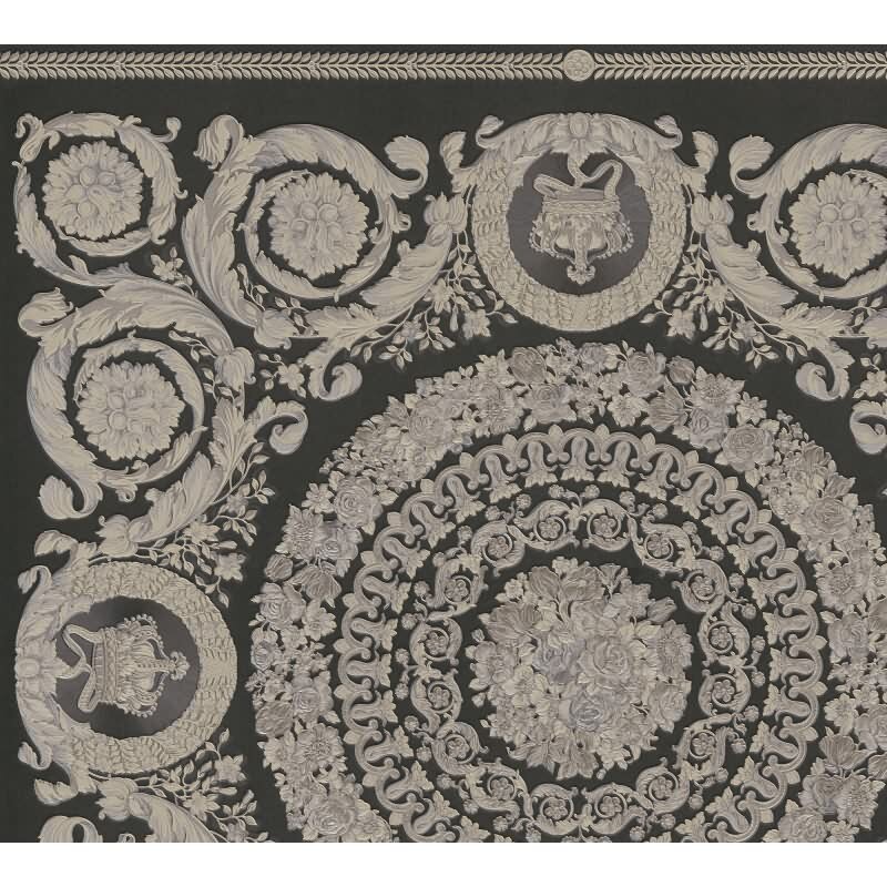 Stilvolle Art Déco-Tapete Schwarz mit Beige aus Versace 6 (KG-177051)