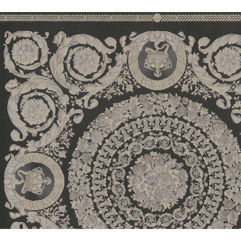 Stilvolle Art Déco-Tapete Schwarz mit Beige aus Versace 6 (KG-177051)