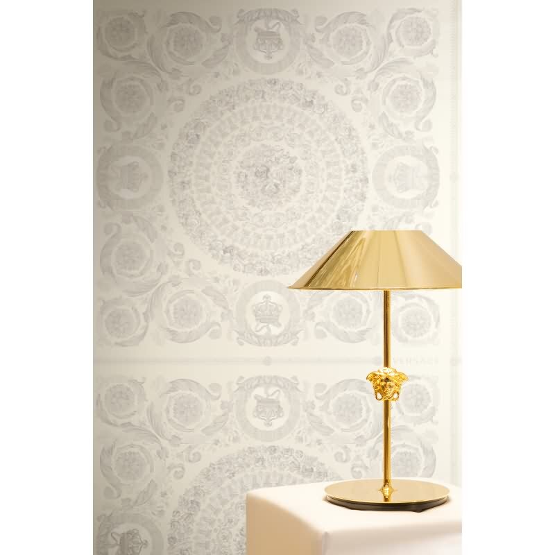Stilvolle Art Déco-Tapete Weiß mit Grau aus Versace 6 (KG-177052)