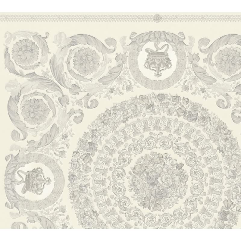 Stilvolle Art Déco-Tapete Weiß mit Grau aus Versace 6 (KG-177052)