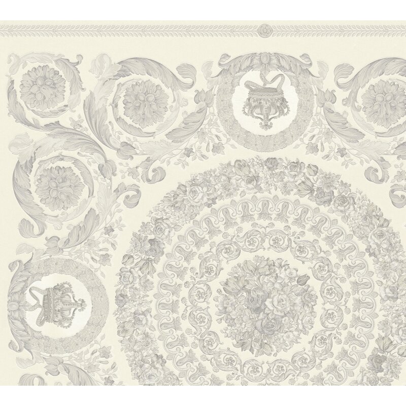 Stilvolle Art Déco-Tapete Weiß mit Grau aus Versace 6 (KG-177052)