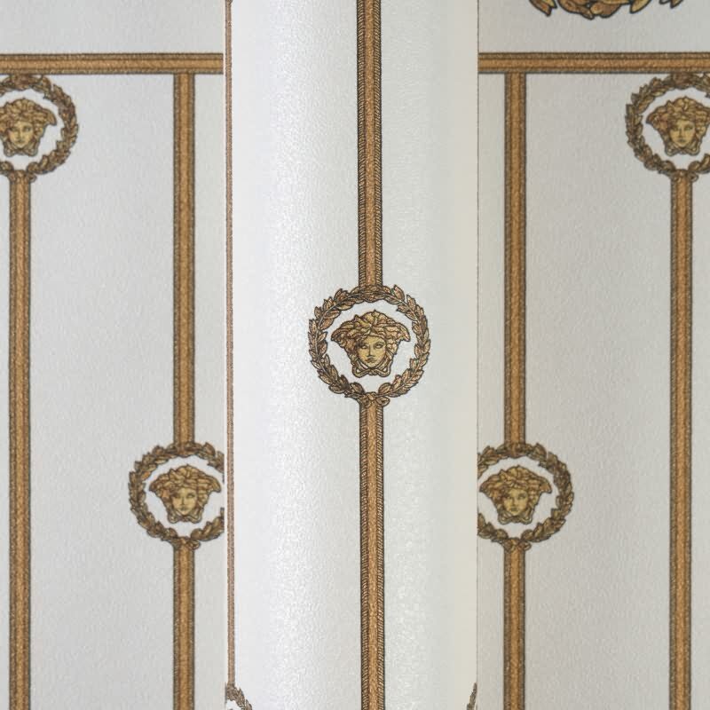 Hochwertige Vliestapete Art Déco Weiß & Gold - Versace 6 (KG-177054)