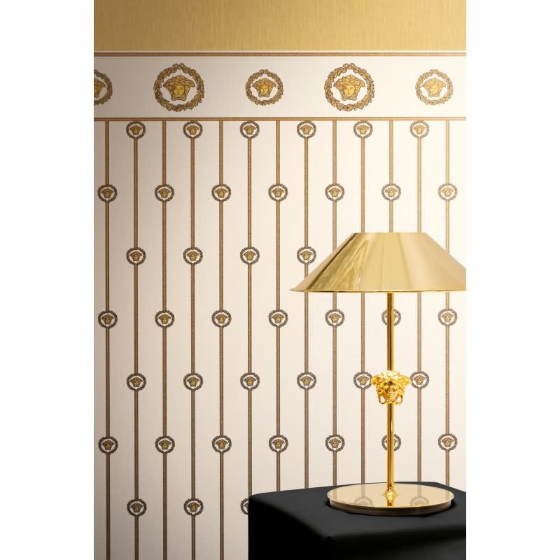 Hochwertige Vliestapete Art Déco Weiß & Gold - Versace 6 (KG-177054)