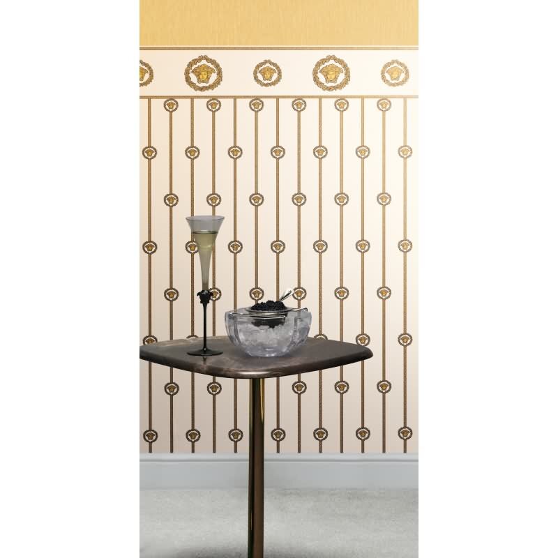Hochwertige Vliestapete Art Déco Weiß & Gold - Versace 6 (KG-177054)