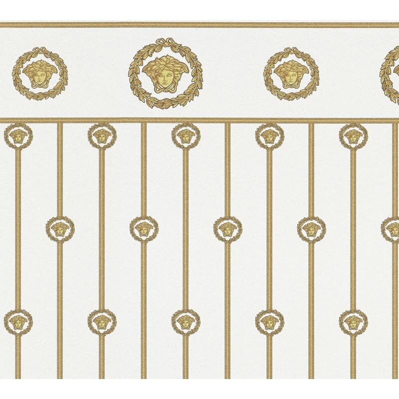 Hochwertige Vliestapete Art Déco Weiß & Gold - Versace 6 (KG-177054)