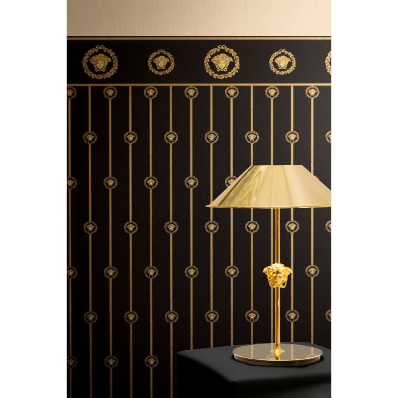 Premium Vliestapete Art Déco Schwarz mit Gold - Versace 6 (KG-177055)