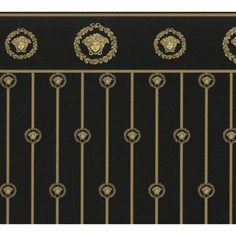 Premium Vliestapete Art Déco Schwarz mit Gold - Versace 6 (KG-177055)