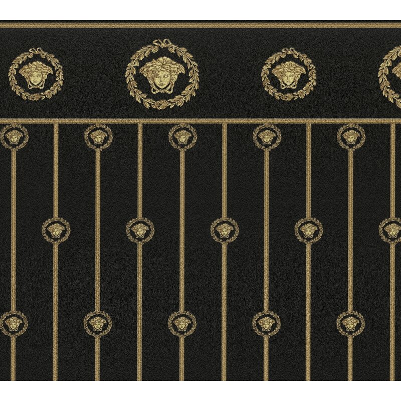Premium Vliestapete Art Déco Schwarz mit Gold - Versace 6 (KG-177055)