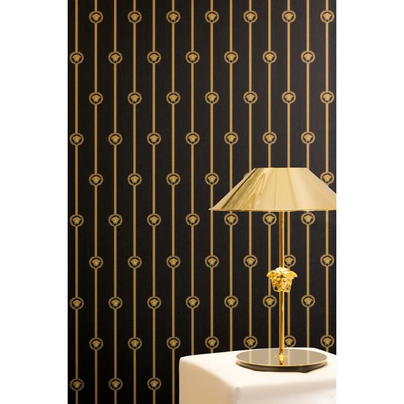 Edle Vliestapete mit Art Déco in Schwarz & Gold (Versace 6) (KG-177057)