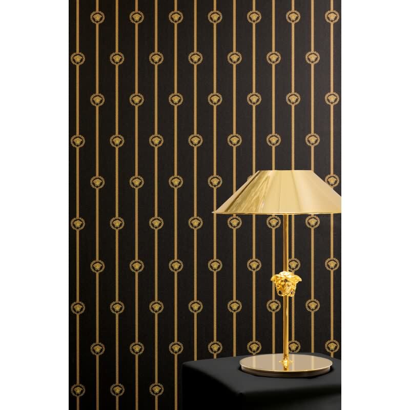 Edle Vliestapete mit Art Déco in Schwarz & Gold (Versace 6) (KG-177057)