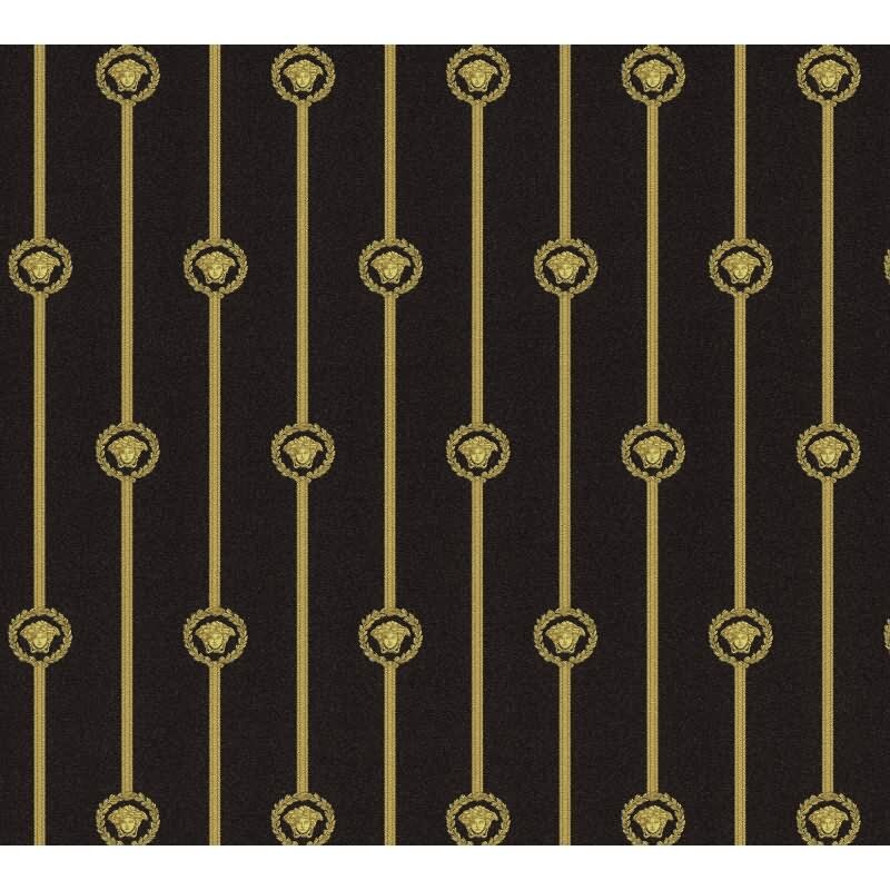 Edle Vliestapete mit Art Déco in Schwarz & Gold (Versace 6) (KG-177057)