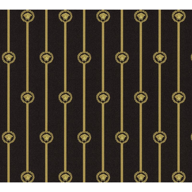 Edle Vliestapete mit Art Déco in Schwarz & Gold (Versace 6) (KG-177057)