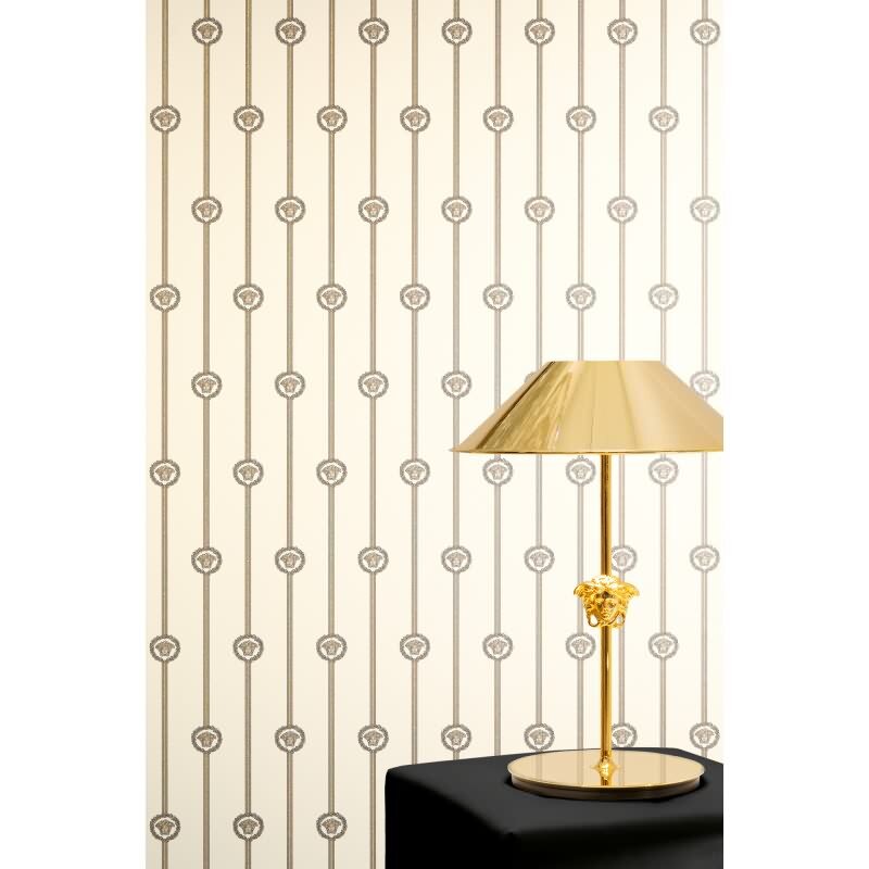 Art Déco-Muster Vliestapete im Weiß-Ton - Versace 6 Serie (KG-177060)