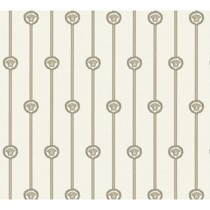 Art Déco-Muster Vliestapete im Weiß-Ton - Versace 6 Serie (KG-177060)