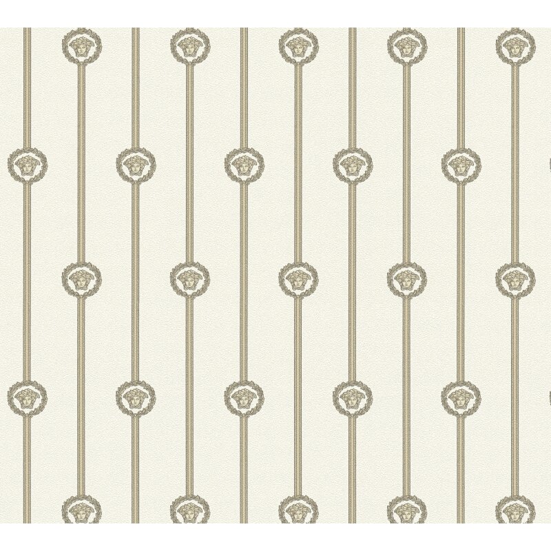 Art Déco-Muster Vliestapete im Weiß-Ton - Versace 6 Serie (KG-177060)