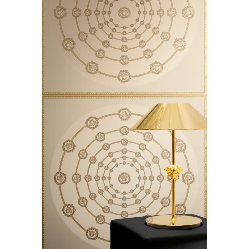 Edle Vliestapete mit Art Déco in Beige & Grau (Versace 6) (KG-177063)