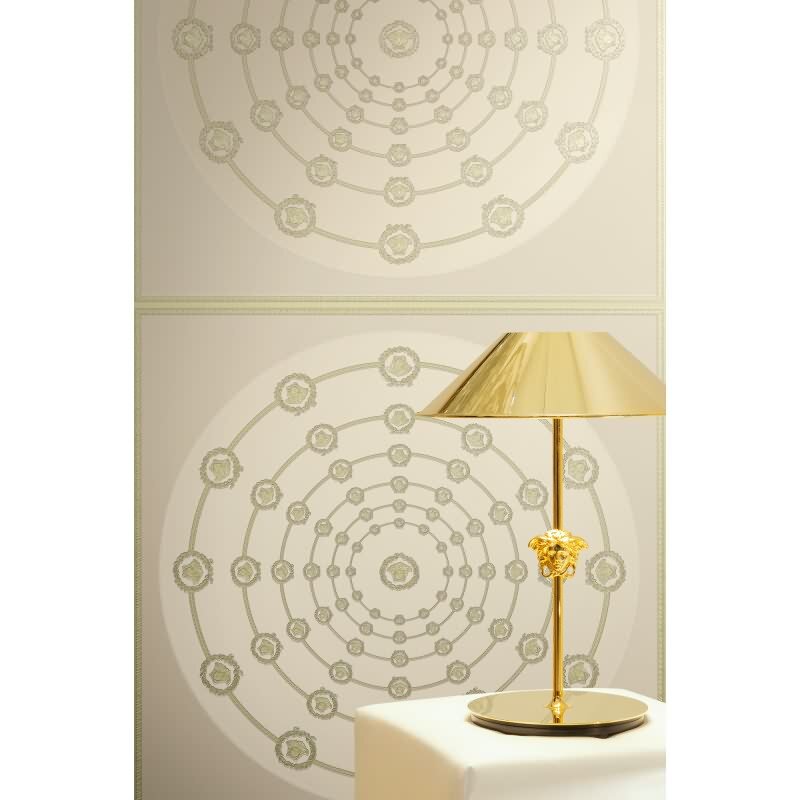 Premium Vliestapete Art Déco Grau mit Grün - Versace 6 (KG-177064)