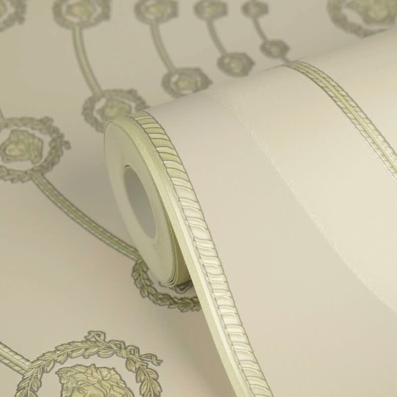 Premium Vliestapete Art Déco Grau mit Grün - Versace 6 (KG-177064)