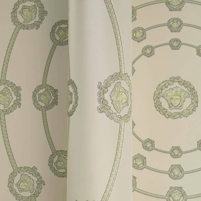 Premium Vliestapete Art Déco Grau mit Grün - Versace 6 (KG-177064)