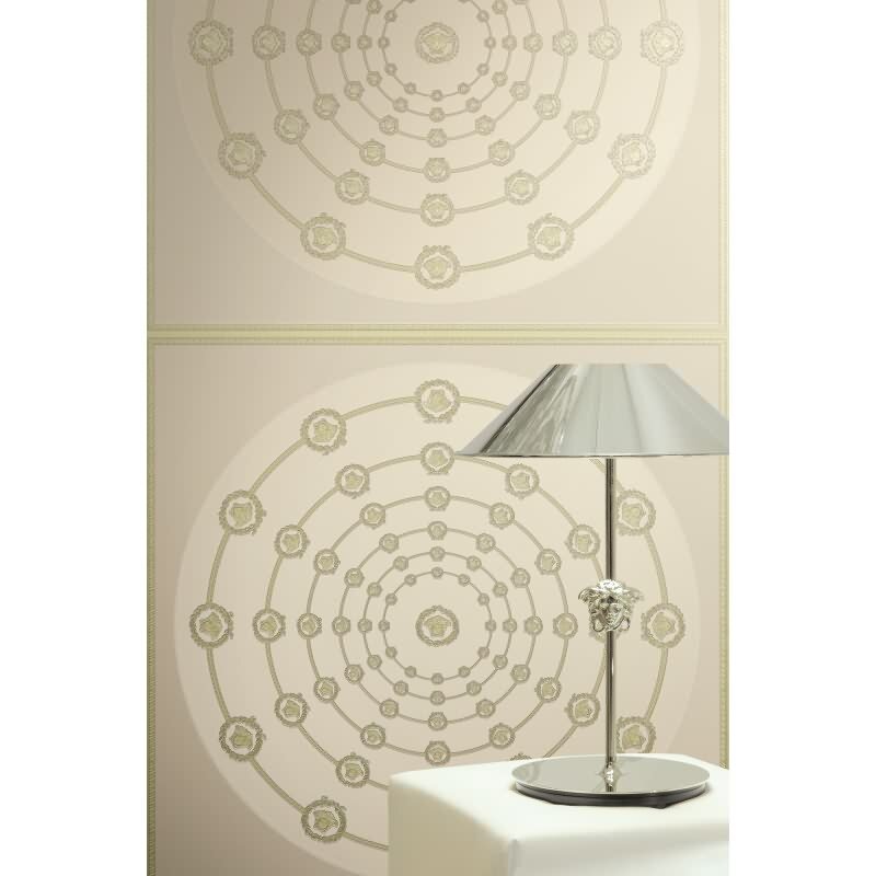 Premium Vliestapete Art Déco Grau mit Grün - Versace 6 (KG-177064)