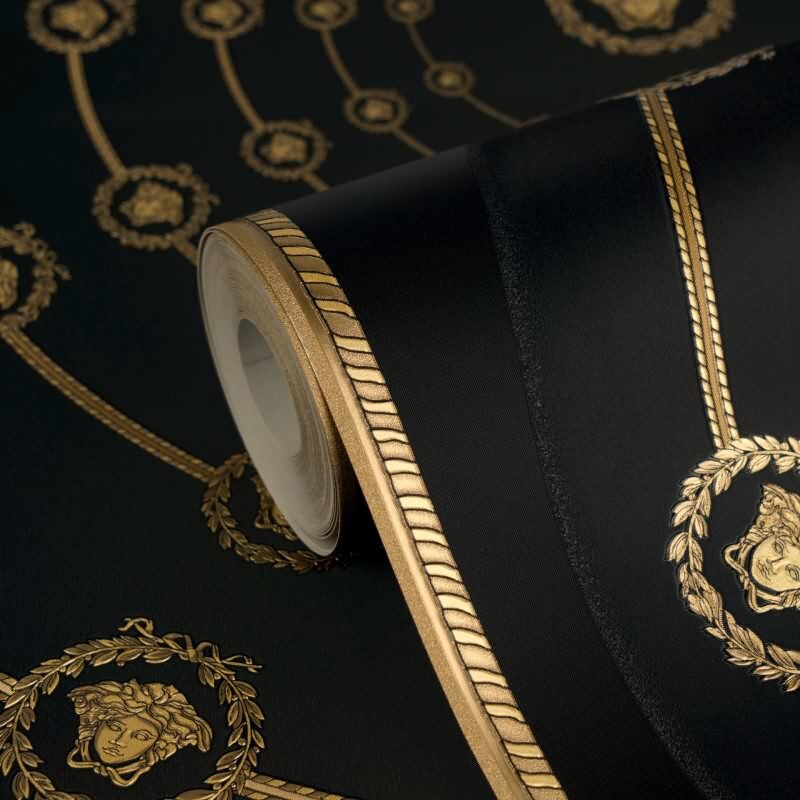 Stilvolle Art Déco-Tapete Schwarz mit Grau aus Versace 6 (KG-177065)