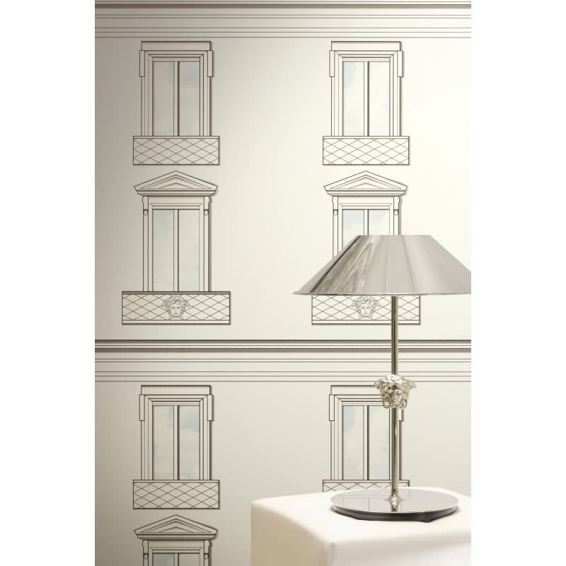 Edle Vliestapete mit Muster in Weiß & Grau (Versace 6) (KG-177069)