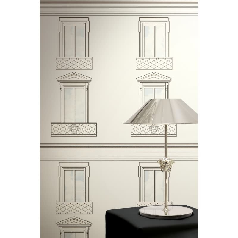 Edle Vliestapete mit Muster in Weiß & Grau (Versace 6) (KG-177069)