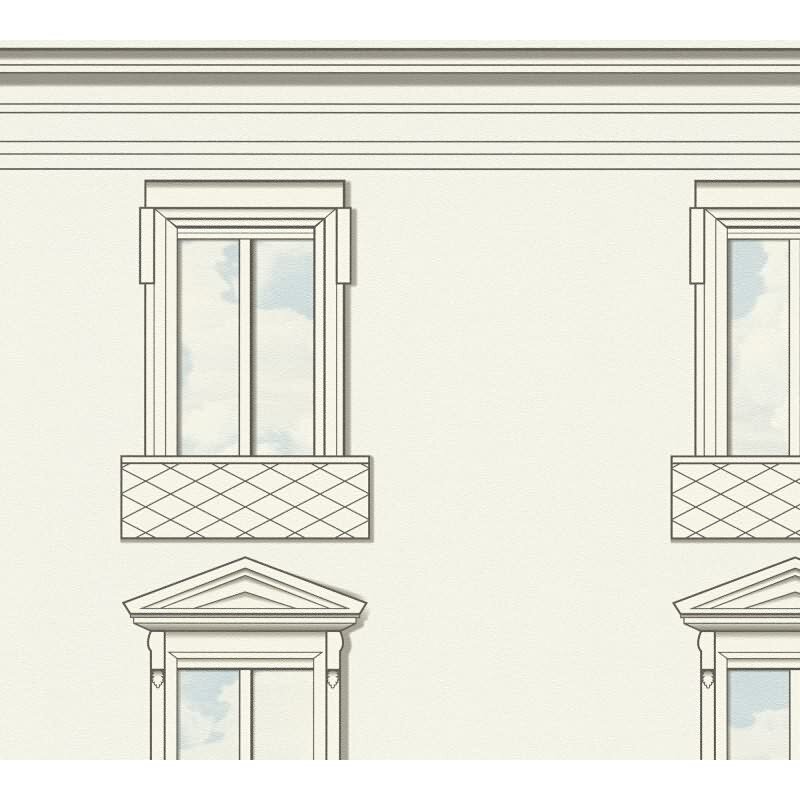 Edle Vliestapete mit Muster in Weiß & Grau (Versace 6) (KG-177069)