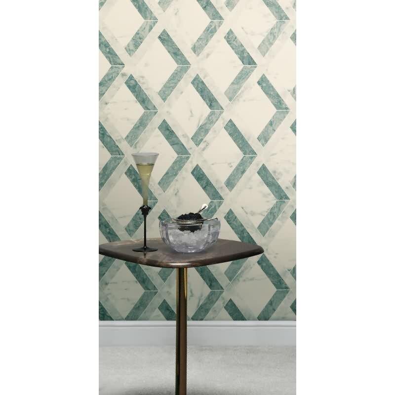 Hochwertige Vliestapete Marmor Grün & Weiß - Versace 6 (KG-177071)