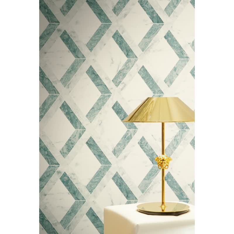 Hochwertige Vliestapete Marmor Grün & Weiß - Versace 6 (KG-177071)