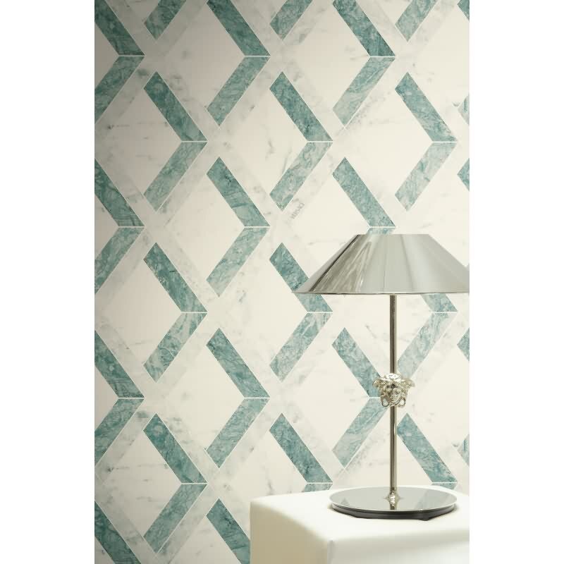 Hochwertige Vliestapete Marmor Grün & Weiß - Versace 6 (KG-177071)