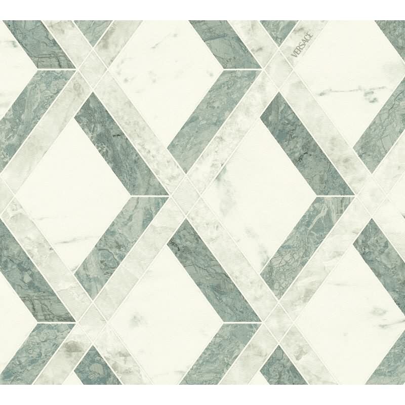 Hochwertige Vliestapete Marmor Grün & Weiß - Versace 6 (KG-177071)