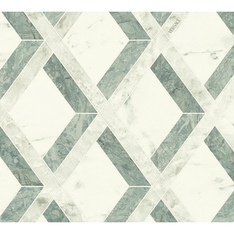 Hochwertige Vliestapete Marmor Grün & Weiß - Versace 6 (KG-177071)