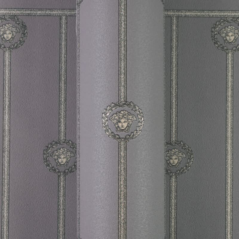 Stilvolle Art Déco-Tapete Grau mit Schwarz aus Versace 6 (KG-177076)