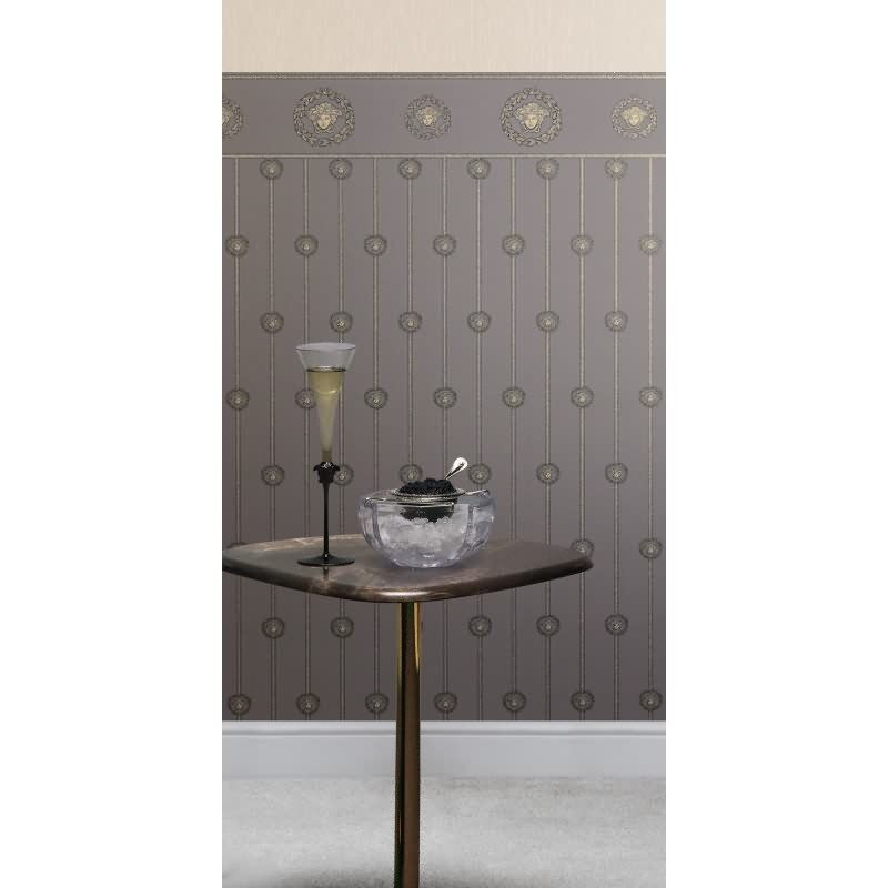 Stilvolle Art Déco-Tapete Grau mit Schwarz aus Versace 6 (KG-177076)