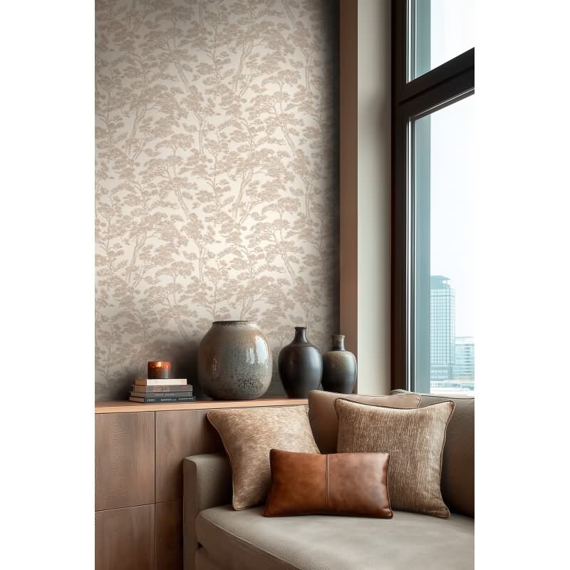 Stilvolle Botanical & Dschungel-Tapete Beige mit Weiß aus Vibes & Styles (KG-177079)