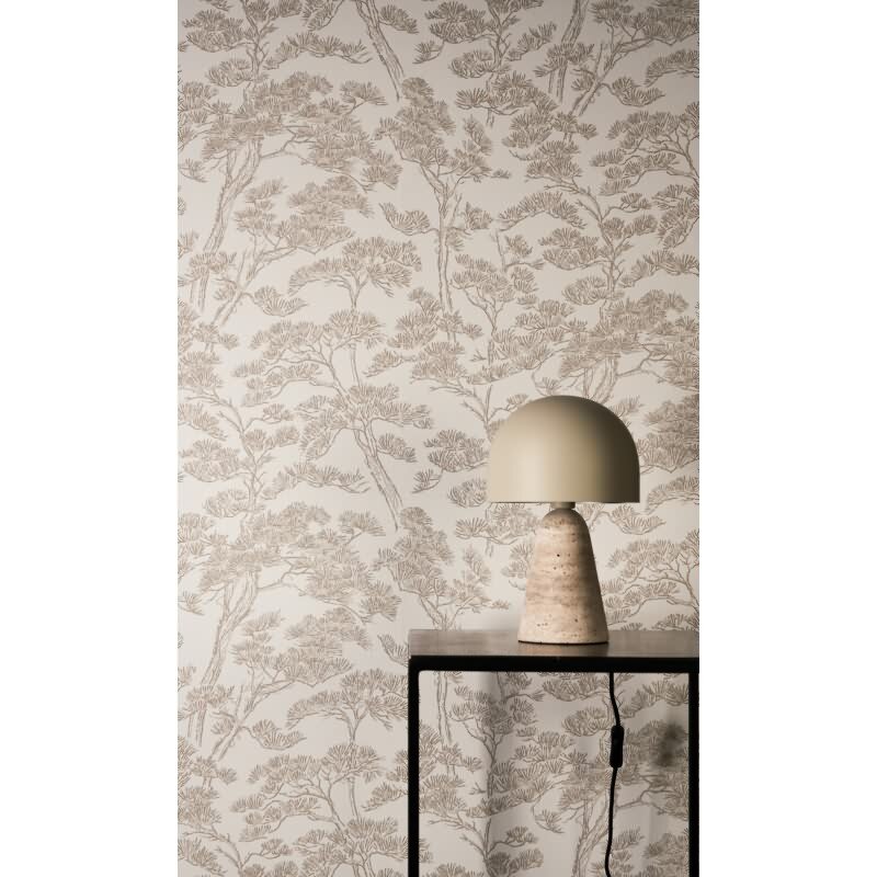 Stilvolle Botanical & Dschungel-Tapete Beige mit Weiß aus Vibes & Styles (KG-177079)