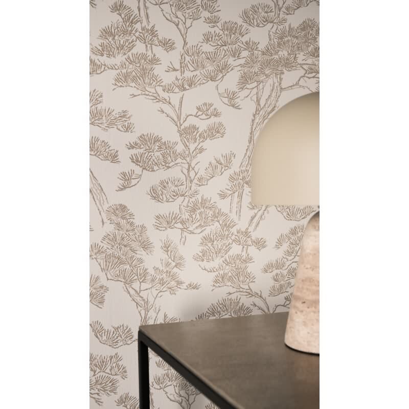 Stilvolle Botanical & Dschungel-Tapete Beige mit Weiß aus Vibes & Styles (KG-177079)