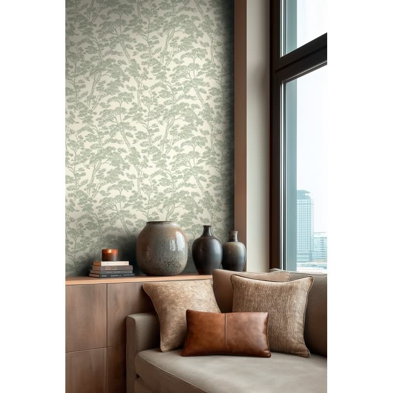 Botanical & Dschungel-Muster Vliestapete im Grün-Ton - Vibes & Styles Serie (KG-177080)