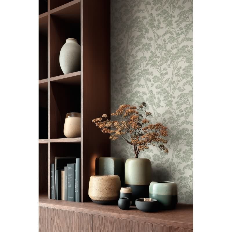 Botanical & Dschungel-Muster Vliestapete im Grün-Ton - Vibes & Styles Serie (KG-177080)