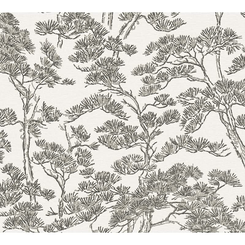 Weiß Botanical & Dschungel-Design Vliestapete - Vibes & Styles Kollektion (KG-177082)