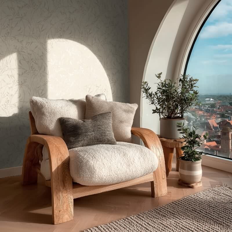 Edle Vliestapete mit Botanical & Dschungel in Beige (Vibes & Styles) (KG-177084)