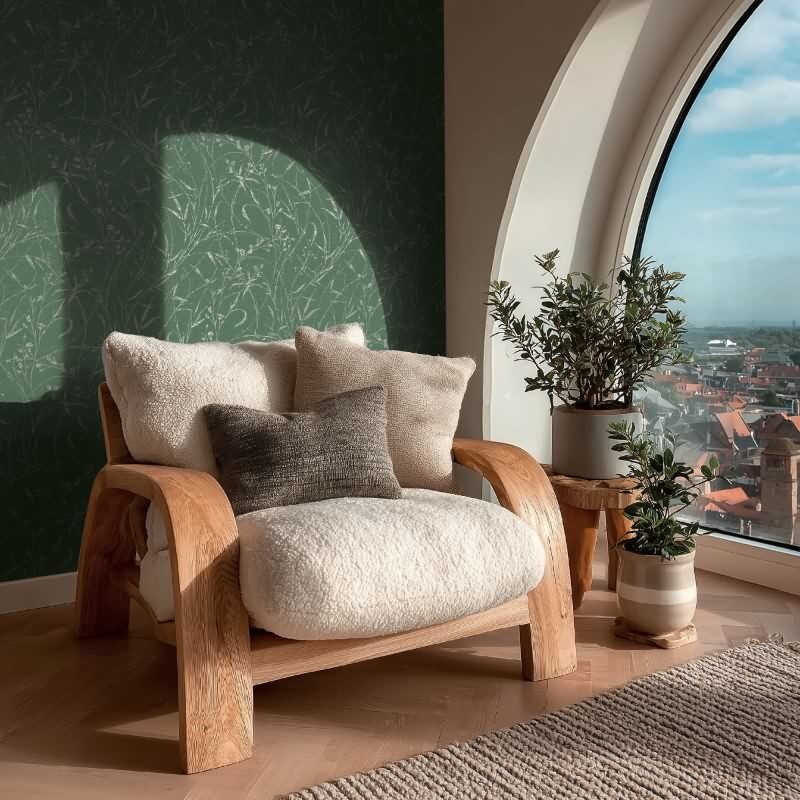 Botanical & Dschungel Vliestapete in Grün & Grau - Vibes & Styles von livingwalls (KG-177087)