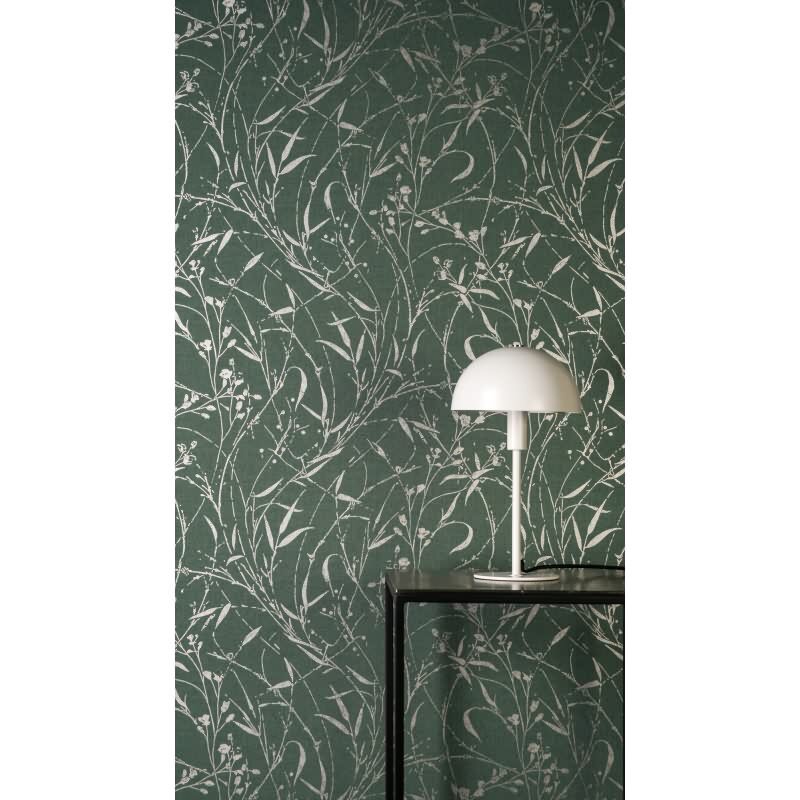 Botanical & Dschungel Vliestapete in Grün & Grau - Vibes & Styles von livingwalls (KG-177087)